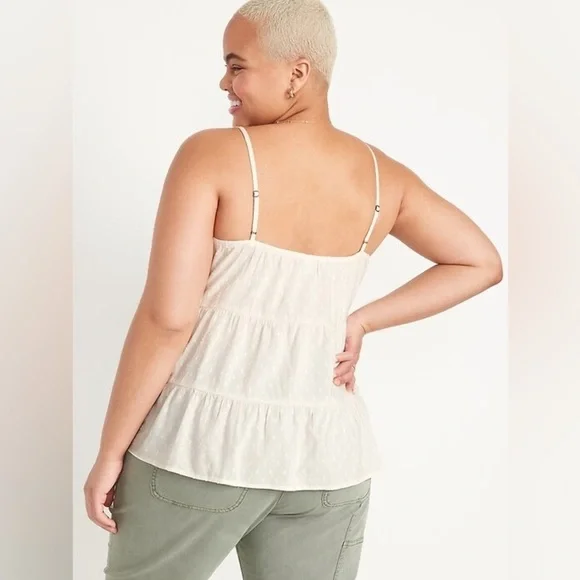 Old Navy Textured Clip-Dot Tiered Tie-Neck Bustier Cami Top Ivory Plus Size 4X - Picture 6 of 6